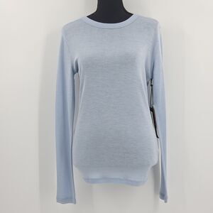 Tilley Merino Wool Rib Tee Shirt Top Womens Medium Blue Base Layer Fall Winter